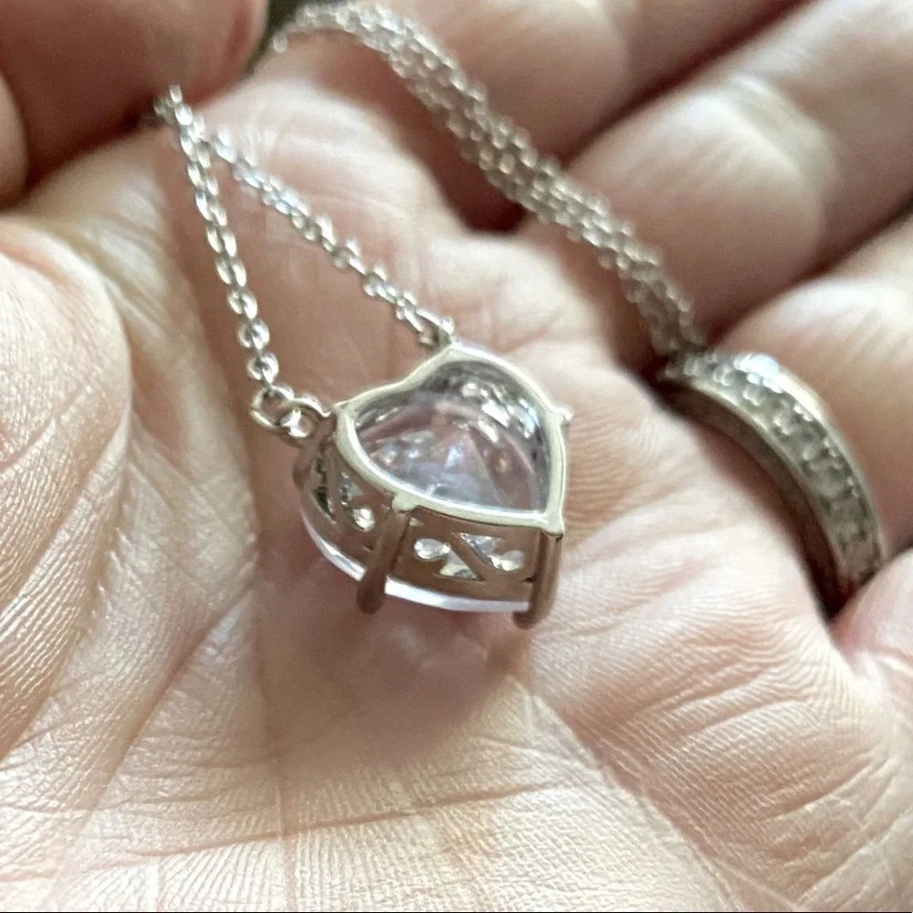 The Bubble Heart white sapphire ❤️ 925 Pendant necklace - Picture 9 of 12